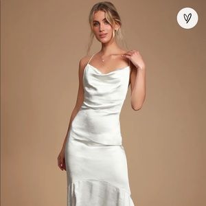 White satin maxi dress